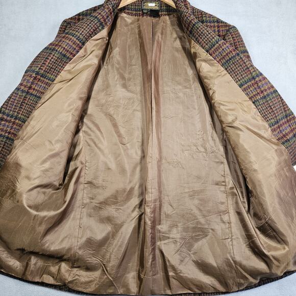 Vintage Eddie Bauer Blazer Womens Large 100% Wool Academia Style Brown Plaid - Picture 7 of 16